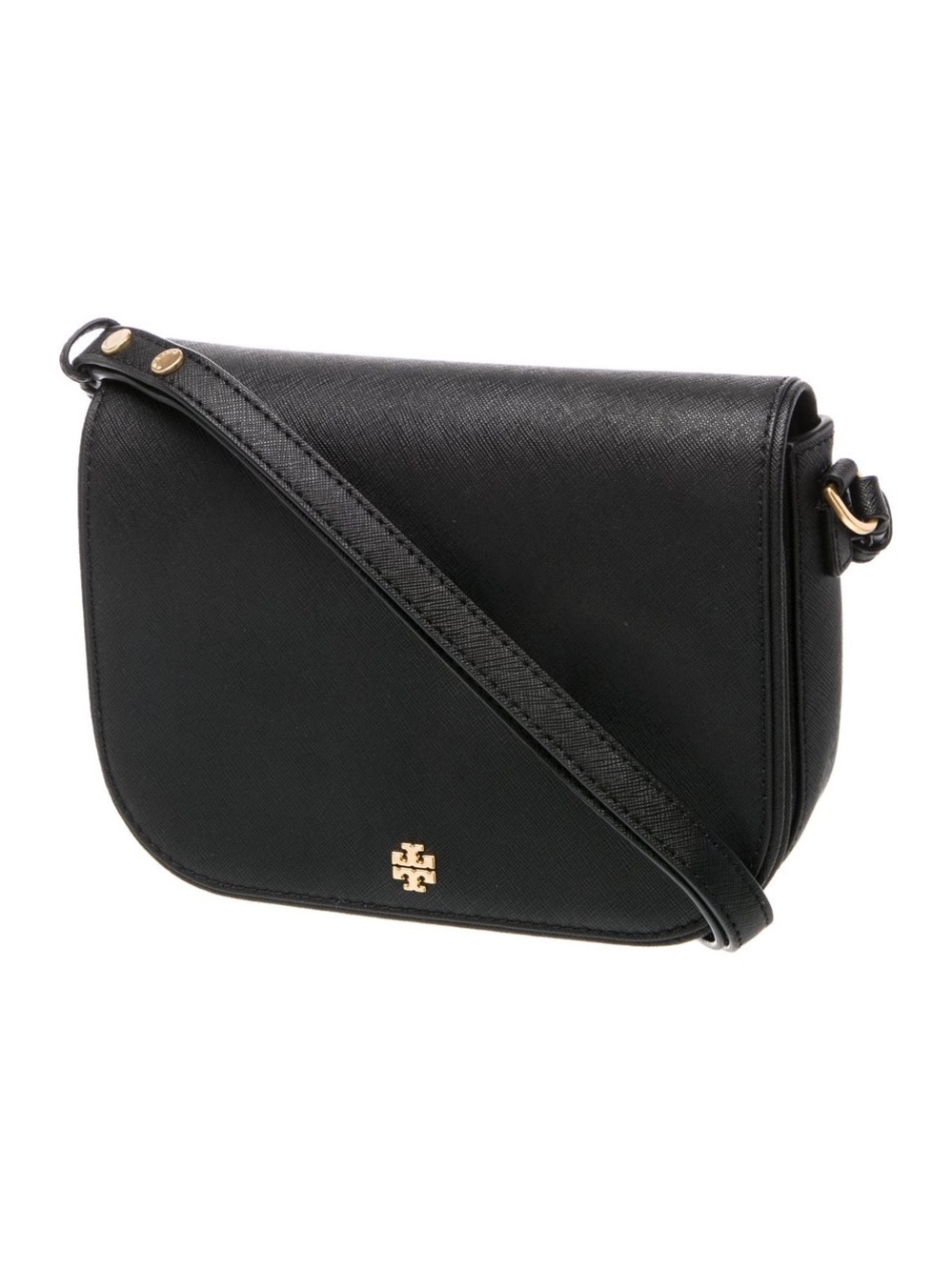 Tory Burch Emerson Black Saffiano Leather Convertible Shoulder Hand Bag Purse